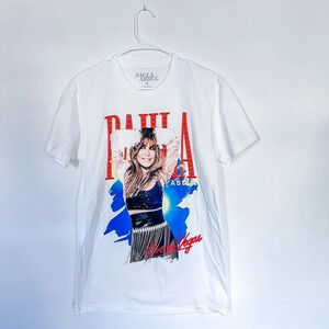 Paula Abdul NWOT Live in Las Vegas 100% Cotton White Shirt with Print size Small